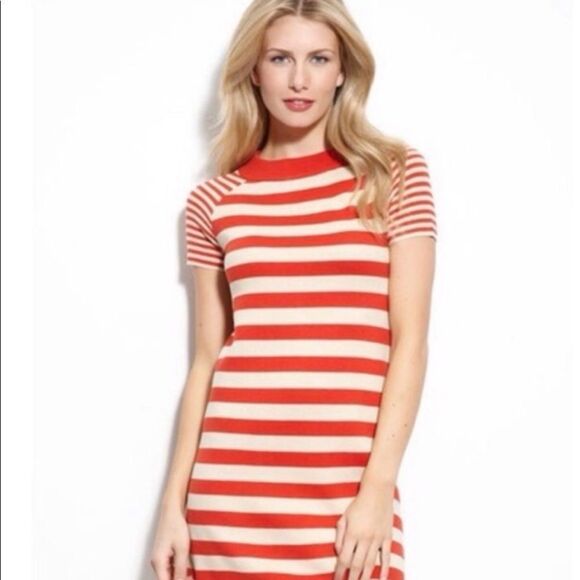 Kate Spade SELMA Red Stripe Cotton Silk Cashmere Knit Preppy Nautical Dress - Picture 3 of 16